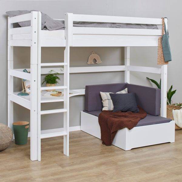 Hoppekids ECO Luxury MEGA bed 90x200 cm met lounge-module en bureau, Wit - Afbeelding 2