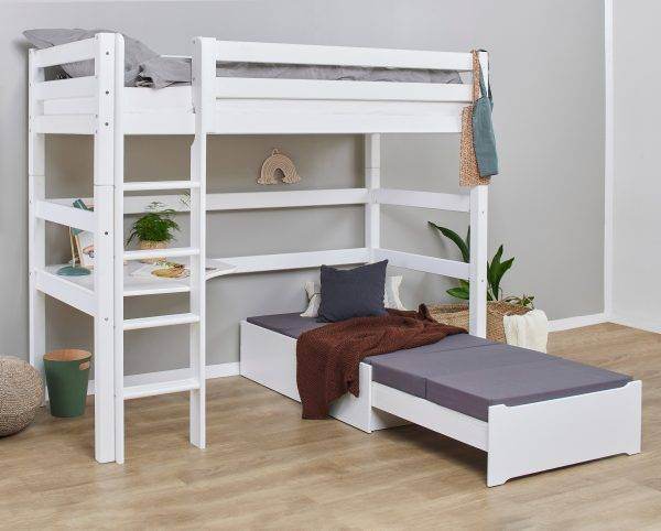 Hoppekids ECO Luxury MEGA bed 90x200 cm met lounge-module en bureau, Wit - Afbeelding 7