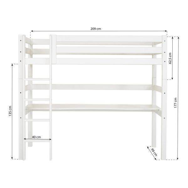 Hoppekids ECO Luxury hoogslaper 90x200 cm met bureau, Wit - Afbeelding 6