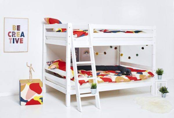 Hoppekids ECO Luxury stapelbed 120x200 cm met schuine ladder, Wit - Afbeelding 3