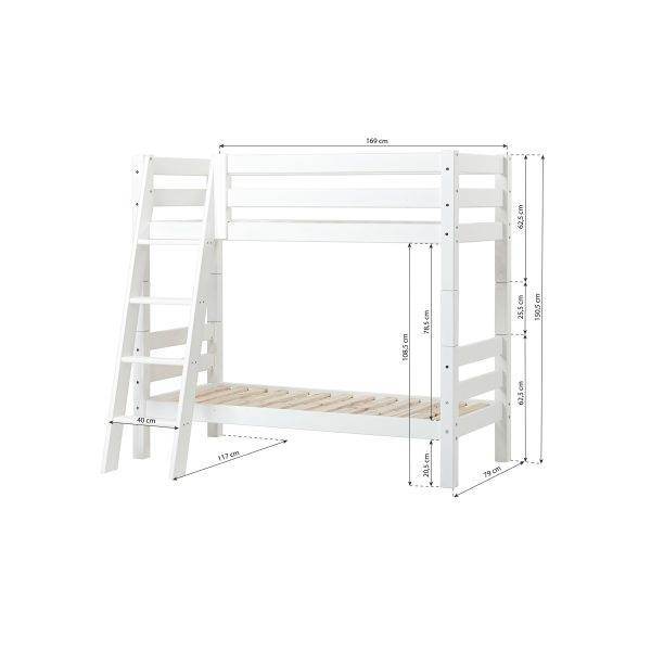 Hoppekids ECO Luxury stapelbed 70x160 cm met schuine ladder, Wit - Afbeelding 5