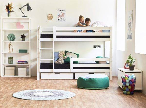Hoppekids ECO Luxe stapelbed 90x190 cm met twee bedrails, Wit - Afbeelding 4