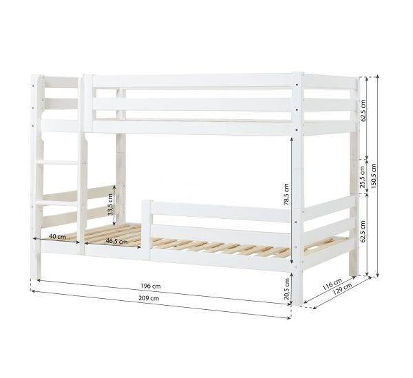 Hoppekids ECO Luxury stapelbed 120x200 cm met twee bedhekken, Wit - Afbeelding 4