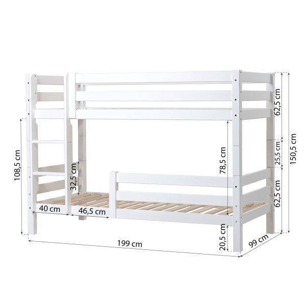 Hoppekids ECO Luxe stapelbed 90x190 cm met twee bedrails, Wit - Afbeelding 10