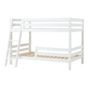 Hoppekids ECO Luxury stapelbed 120x200 cm met twee bedhekken en schuine ladder, Wit