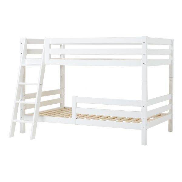 Hoppekids ECO Luxury stapelbed 120x200 cm met twee bedhekken en schuine ladder, Wit