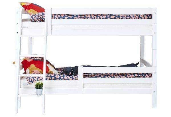 Hoppekids ECO Luxury stapelbed 120x200 cm met twee bedhekken en schuine ladder, Wit - Afbeelding 4