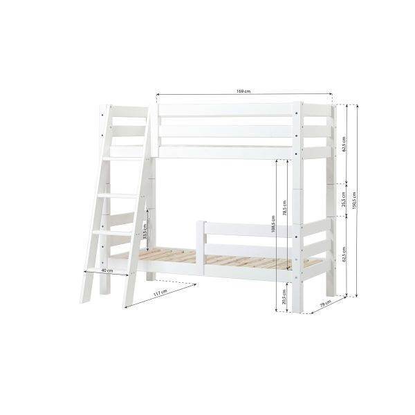 Hoppekids ECO Luxury stapelbed 70x160 cm met twee bedhekken en schuine ladder, Wit - Afbeelding 4