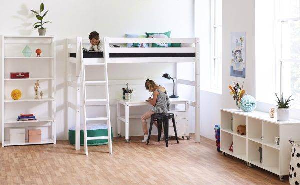 Hoppekids ECO Luxe hoogslaper 90x190 cm met schuine ladder, Wit - Afbeelding 11