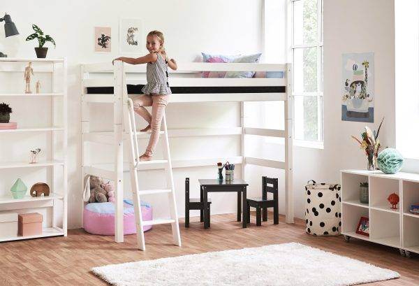 Hoppekids ECO Luxe hoogslaper 90x190 cm met schuine ladder, Wit - Afbeelding 10