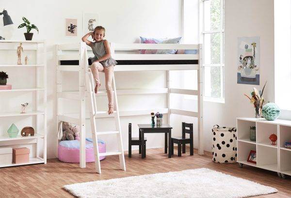 Hoppekids ECO Luxe hoogslaper 90x190 cm met schuine ladder, Wit - Afbeelding 9