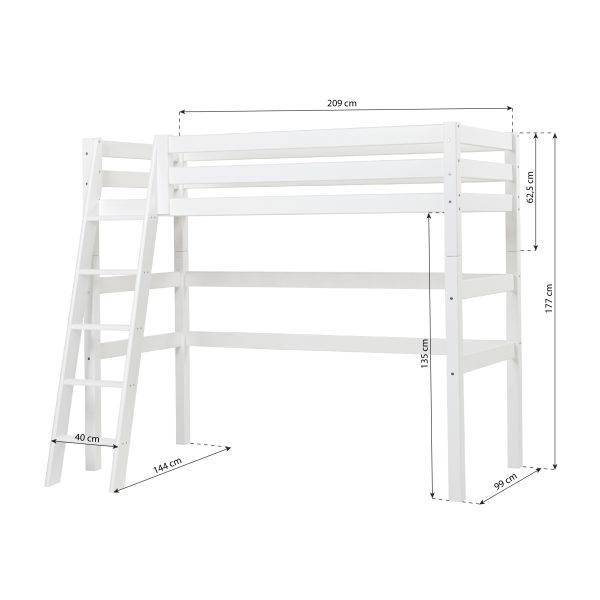 Hoppekids ECO Luxury hoogslaper 90x200 cm met schuine ladder, Wit - Afbeelding 8