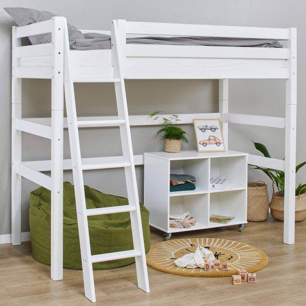 Hoppekids ECO Luxe hoogslaper 90x190 cm met schuine ladder, Wit - Afbeelding 5