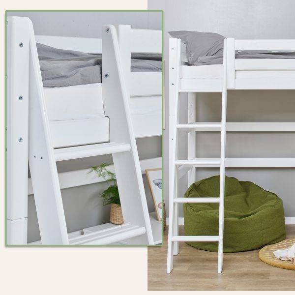 Hoppekids ECO Luxe hoogslaper 90x190 cm met schuine ladder, Wit - Afbeelding 6
