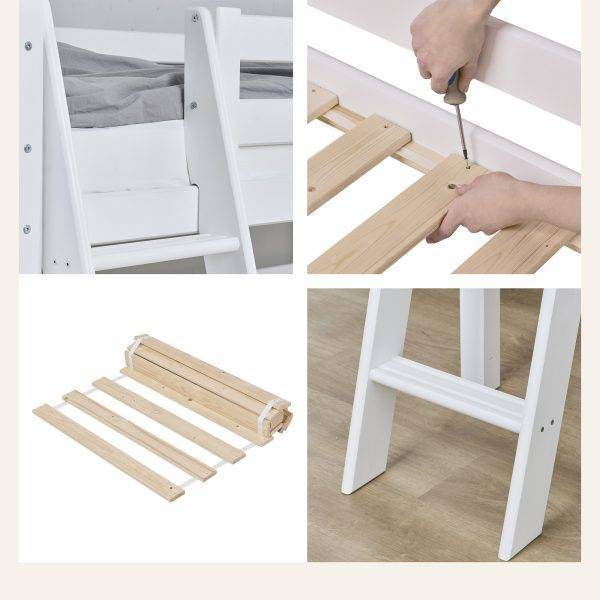 Hoppekids ECO Luxe hoogslaper 90x190 cm met schuine ladder, Wit - Afbeelding 7