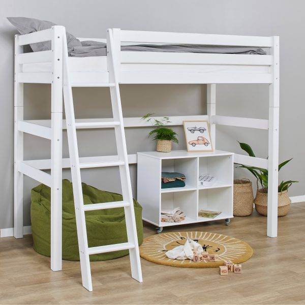 Hoppekids ECO Luxury hoogslaper 90x200 cm met schuine ladder, Wit - Afbeelding 2