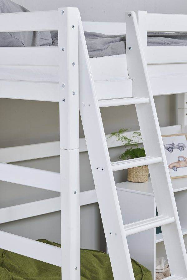 Hoppekids ECO Luxury hoogslaper 90x200 cm met schuine ladder, Wit - Afbeelding 3