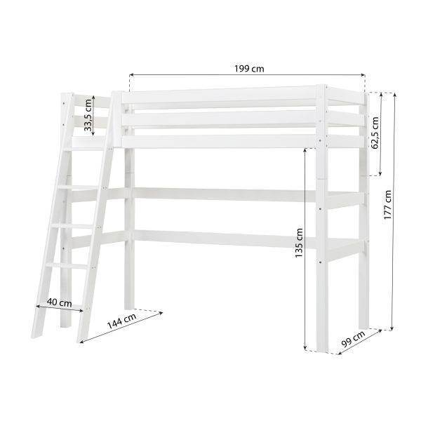 Hoppekids ECO Luxe hoogslaper 90x190 cm met schuine ladder, Wit - Afbeelding 12