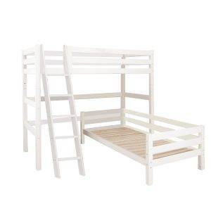 Hoppekids ECO Luxe stapelbed Hoek 90x190 cm met schuine ladder, Wit