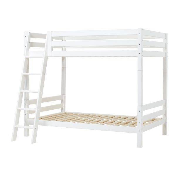 Hoppekids ECO Luxury hoog stapelbed met schuine ladder 120x200 cm, Wit