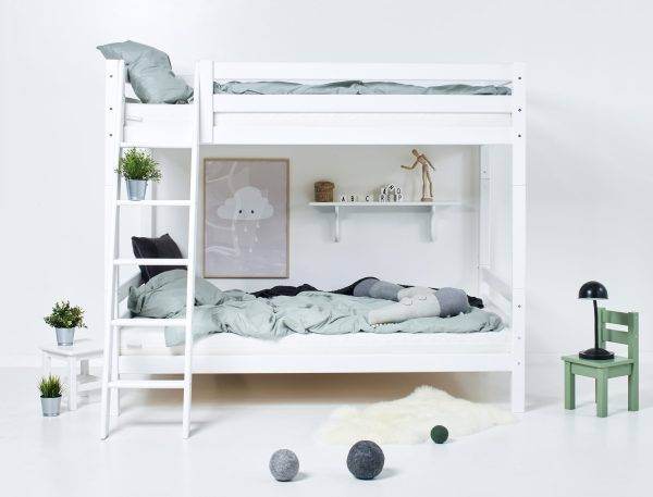 Hoppekids ECO Luxury hoog stapelbed met schuine ladder 120x200 cm, Wit - Afbeelding 2
