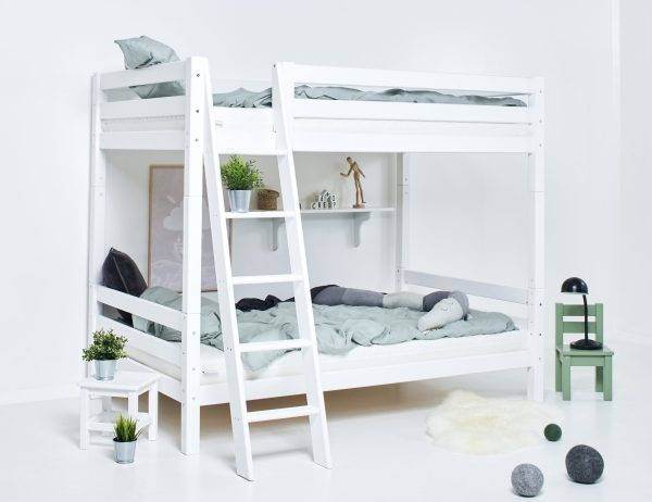 Hoppekids ECO Luxury hoog stapelbed met schuine ladder 120x200 cm, Wit - Afbeelding 3