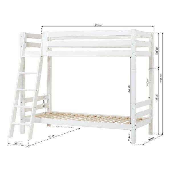 Hoppekids ECO Luxury hoog stapelbed met schuine ladder 90x200 cm, Wit - Afbeelding 7