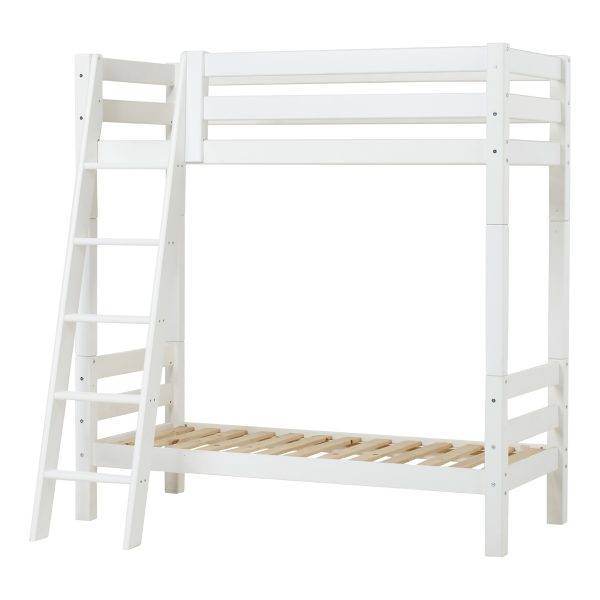 Hoppekids ECO Luxury hoog stapelbed met schuine ladder 70x160 cm, Wit