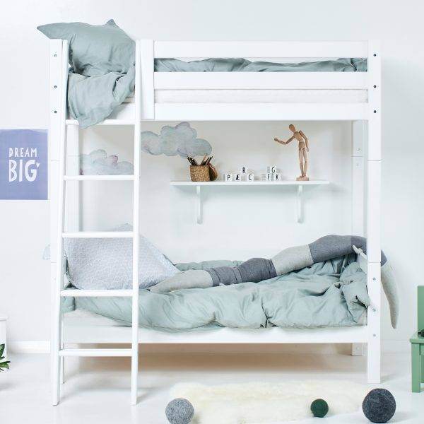 Hoppekids ECO Luxury hoog stapelbed met schuine ladder 70x160 cm, Wit - Afbeelding 2