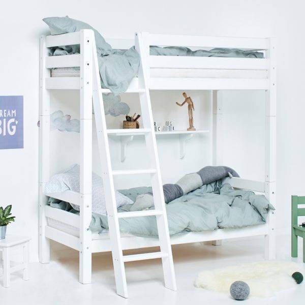 Hoppekids ECO Luxury hoog stapelbed met schuine ladder 70x160 cm, Wit - Afbeelding 3