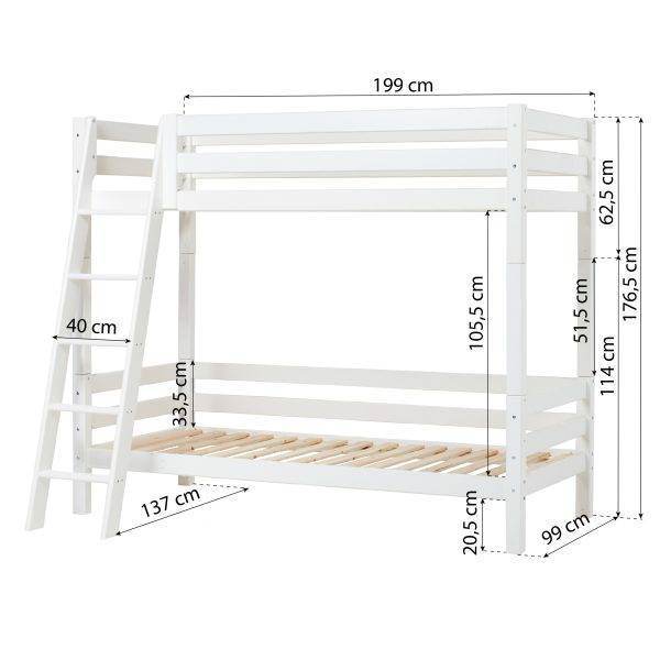 Hoppekids ECO Luxe hoogslaper met schuine ladder 90x190 cm, Wit - Afbeelding 8