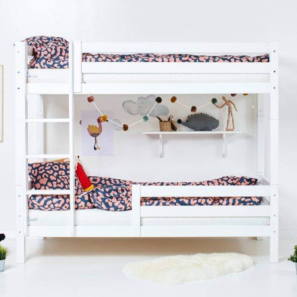 Hoppekids ECO Luxe hoogslaper met ladder en halve bedrail 90x190 cm, Wit - Afbeelding 3
