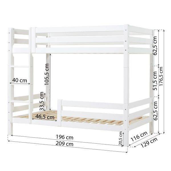 Hoppekids ECO Luxury hoog stapelbed met ladder en 1/2 bedhekje 120x200 cm, Wit - Afbeelding 4