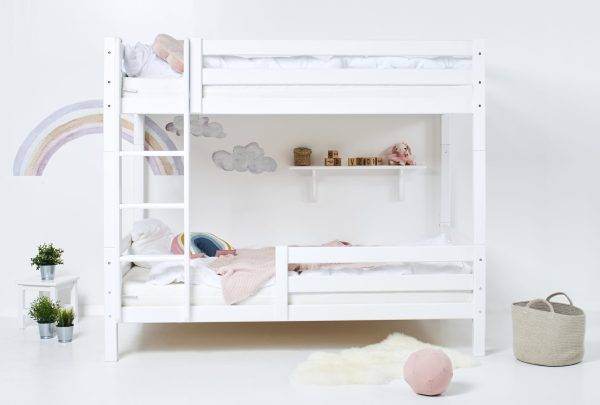 Hoppekids ECO Luxury hoog stapelbed met ladder en 1/2 bedhekje 120x200 cm, Wit - Afbeelding 2