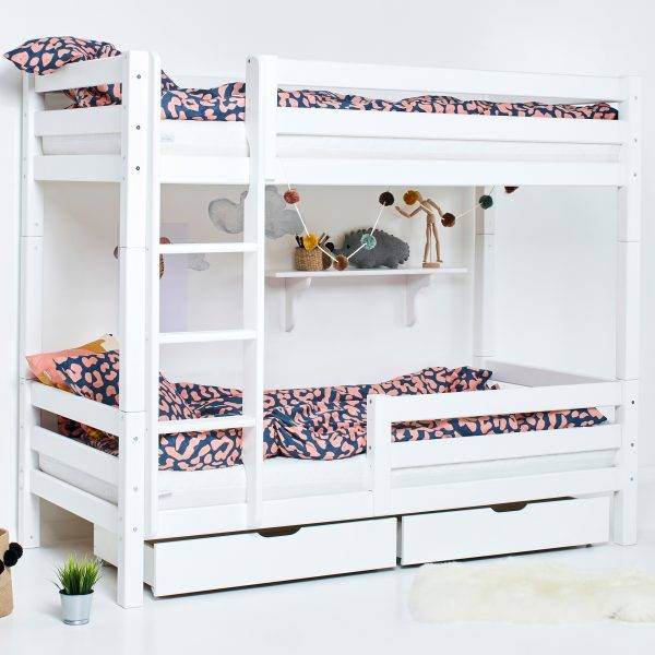 Hoppekids ECO Luxe hoogslaper met ladder en halve bedrail 90x190 cm, Wit - Afbeelding 5