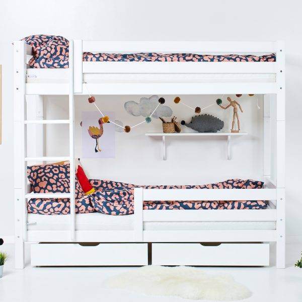 Hoppekids ECO Luxe hoogslaper met ladder en halve bedrail 90x190 cm, Wit - Afbeelding 6