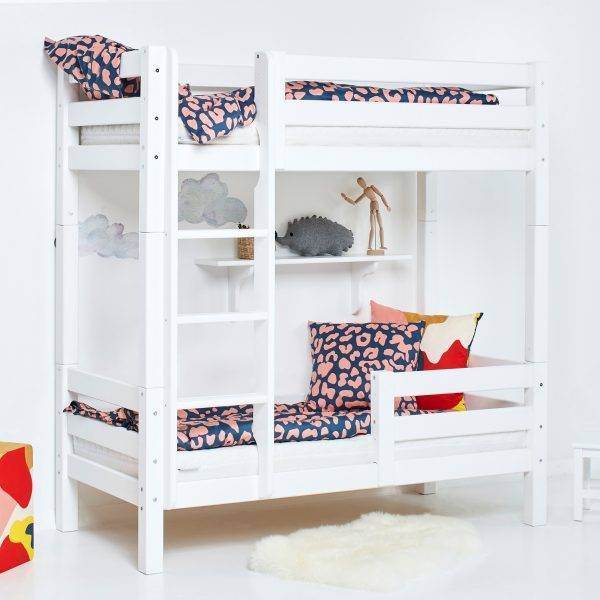Hoppekids ECO Luxury hoog stapelbed met ladder en 1/2 bedhekje 70x160 cm, Wit - Afbeelding 3
