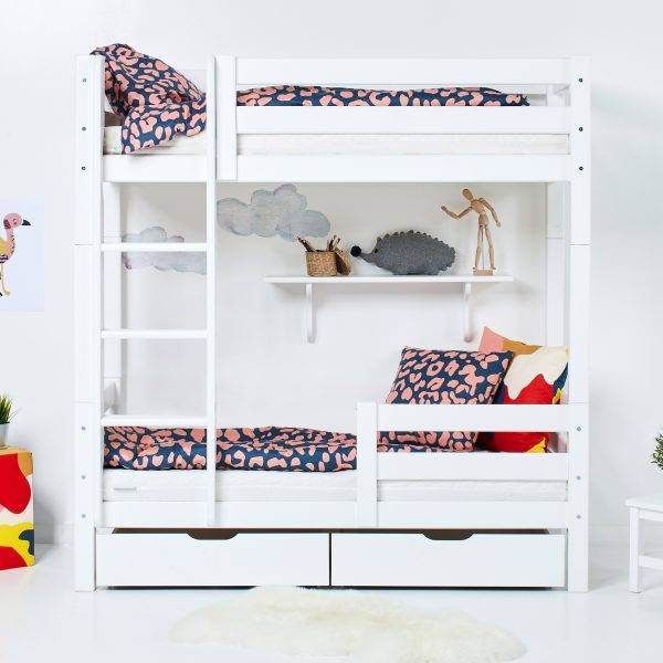 Hoppekids ECO Luxury hoog stapelbed met ladder en 1/2 bedhekje 70x160 cm, Wit - Afbeelding 5