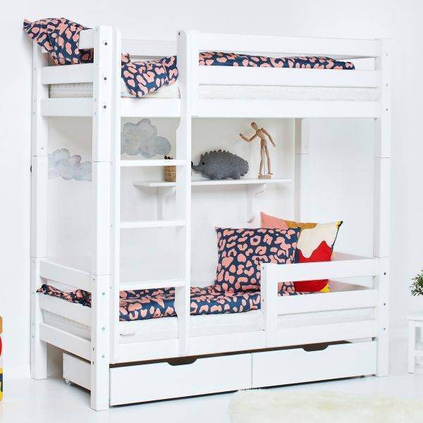 Hoppekids ECO Luxury hoog stapelbed met ladder en 1/2 bedhekje 70x160 cm, Wit - Afbeelding 6