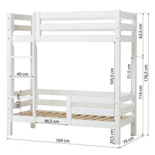 Hoppekids ECO Luxury hoog stapelbed met ladder en 1/2 bedhekje 70x160 cm, Wit - Afbeelding 4