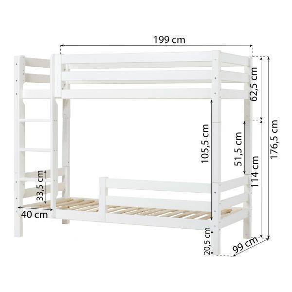 Hoppekids ECO Luxe hoogslaper met ladder en halve bedrail 90x190 cm, Wit - Afbeelding 8