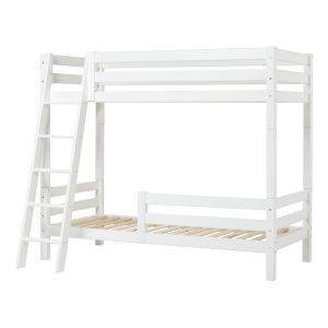 Hoppekids ECO Luxe hoogslaper met schuine ladder en halve bedrail 90x190 cm, Wit