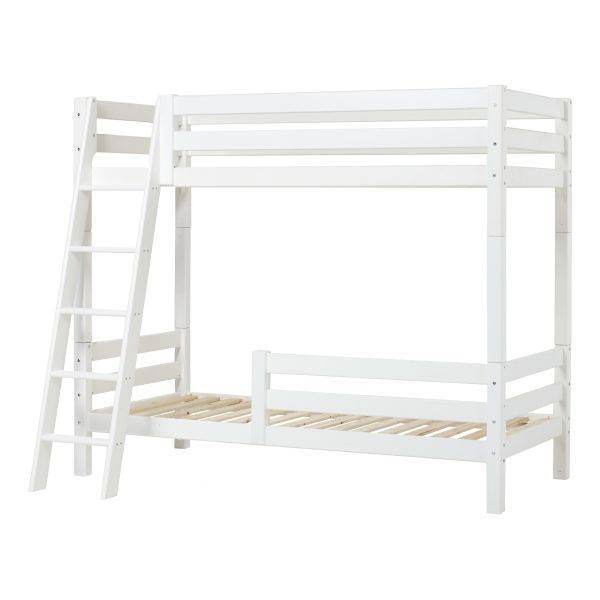 Hoppekids ECO Luxury hoog stapelbed met schuine ladder en 1/2 bedhekje 90x200 cm, Wit