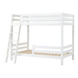 Hoppekids ECO Luxury hoog stapelbed met schuine ladder en 1/2 bedhekje 120x200 cm, Wit
