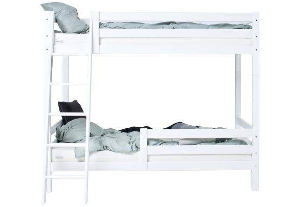 Hoppekids ECO Luxury hoog stapelbed met schuine ladder en 1/2 bedhekje 120x200 cm, Wit - Afbeelding 4