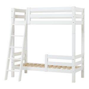 Hoppekids ECO Luxury hoog stapelbed met schuine ladder en 1/2 bedhekje 70x160 cm, Wit