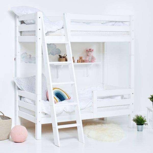 Hoppekids ECO Luxury hoog stapelbed met schuine ladder en 1/2 bedhekje 70x160 cm, Wit - Afbeelding 3