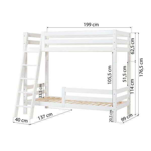 Hoppekids ECO Luxe hoogslaper met schuine ladder en halve bedrail 90x190 cm, Wit - Afbeelding 5