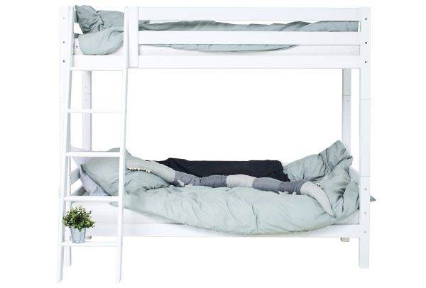 Hoppekids ECO Luxury hoogslaper 90x200 cm met schuine ladder, Flexibel lattenbodem, Wit - Afbeelding 4