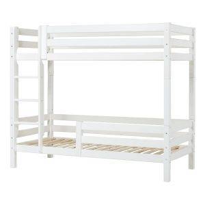Hoppekids ECO Luxury hoog stapelbed 90x200 cm met rugleuning & bedhekje op het onderste bed, Wit
